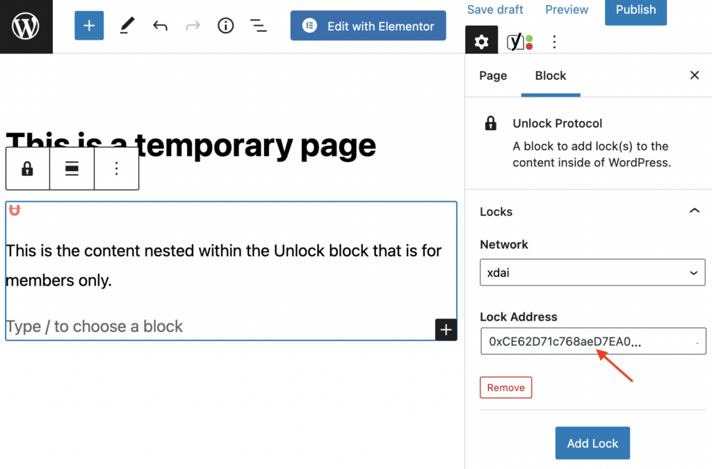configuring the unlock block