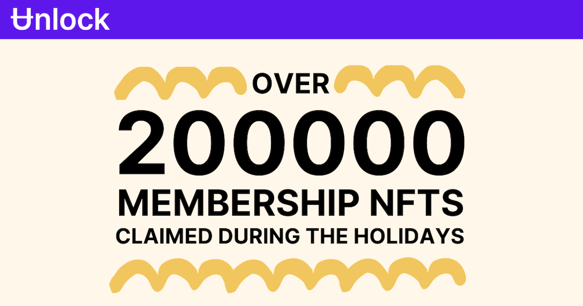 200,000 NFTs Claimed in Unlock Protocol's Holiday Campaign