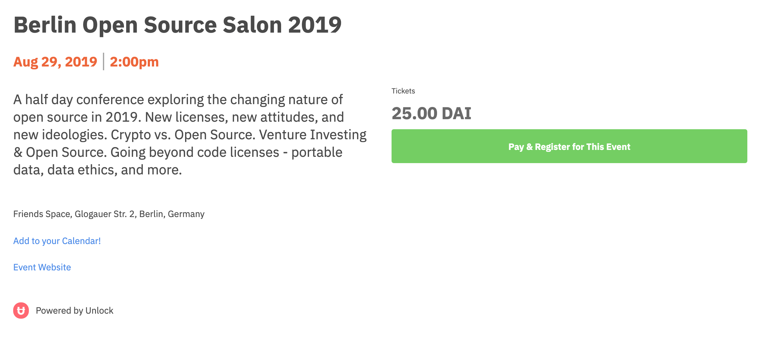 Berlin Open Source Salon ticket page