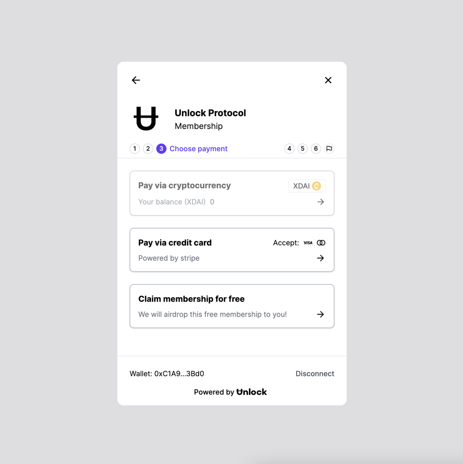 payment selection on checkout